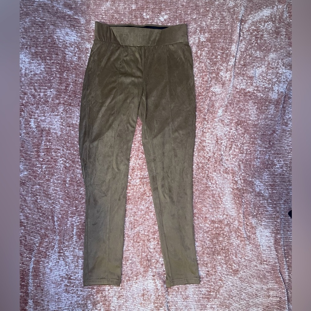 Camel Brown Suede-Like Leggings